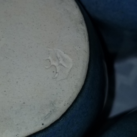 Pottery mugs  blue with drip set of 6 - Picture 9 of 10